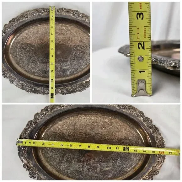 Vintage Reed & Barton Silverplate Serving Platter Burgundy Pattern S2315 Floral Serveware